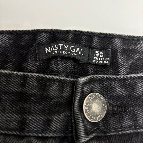 Nasty Gal Relaxed Straight Women's size 12 Black Denim Jeans - Picture 2 of 4
